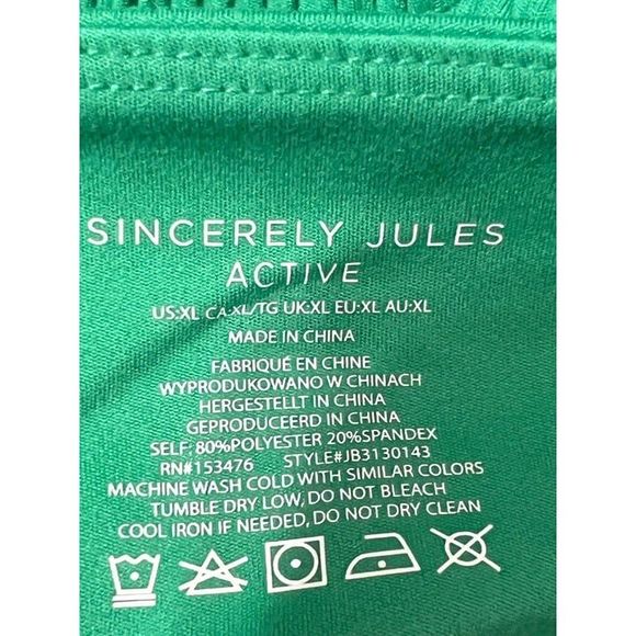 Sincerely Jules NWOT Sz XL Green Ruffle Strap Active Sports Bra - Picture 4 of 7